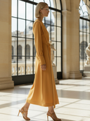 Women's High-end Old-money Style Lyocell Blend Long-sleeved Midi Dress ZMZ1457B8K