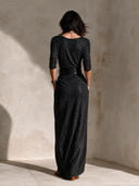 Women's Retro Casual Elegant Sparkling Queen Stretch Long Sleeve Maxi Dress ZMZ2667H8ZJY