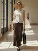 Women's Premium Old Money Style Knitted Vest And Tencel Blend Skirt Set ZMZ0664B3K