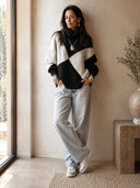 Women's Fashionable Color-Block Turtleneck Pullover Sweater ZMZ3045I5SWL