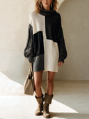 Women's Fashion Color-Block Long-Sleeve Knit Mini Dress ZMZ0185I0SWL