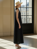 Women's High-end Vintage-style Cotton And Linen Herringbone Texture Sleeveless Maxi Dress ZMZ2827B3K