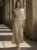 Women's Commuter Style Cotton Blend Fitted Maxi Dress ZMZ2745A3K