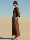 Women's Casual Cotton And Linen Blend Embroidered Maxi Dress ZMZ2190A4K