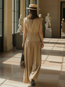 Women's High-end Minimalist Pure Cotton Sleeveless Slim-fit Maxi Dress ZMZ1291B0K