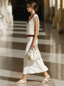 Women's Old Money Style Satin Slip Dress And V-Neck Knitted Tank Top Set ZMZ2761B5U