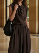 Women's Premium Vintage Tencel Blend T-shirt And Skirt Set ZMZ2716A1K