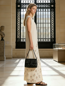 Women's Italian Romantic Cotton Yarn Knitted Jacquard Sleeveless Loose Straight Dress ZMZ2784B9P