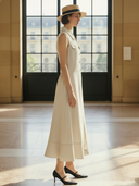 Women's Old Money Commuter Cotton Linen Sleeveless Midi Dress ZMZ2475B0K