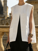 Women's Retro Cotton Linen Tank Top And Maxi Dress Casual Two-Piece Set ZMZ2746B9TO