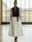 Women's Sophisticated Vintage-style Commuter Ramie Sleeveless Top And Skirt Set (includes Inner Camisole) ZMZ2807B1K