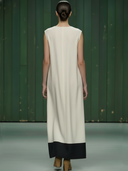 Women's Premium Vintage Embroidered Cotton And Linen Blend Sleeveless Maxi Dress ZMZ0343B6K