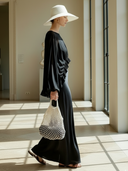 Women's High-end Vintage-style Ramie Top And Lyoise Blend Camisole Dress Set ZMZ2892B5K