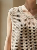 Women's High-end Old-money Style Commuter Knitted Vest And Cupro Dress Set ZMZ2763B5K