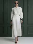 Women's Minimalist Commuter Pure Cotton Embroidered Long-sleeved Dress Maxi Dress ZMZ1072B9K