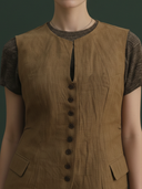 Women's Premium Old Money Style Tencel Linen Blend Vest And Trousers Set (including T-shirt) ZMZ2957A5K