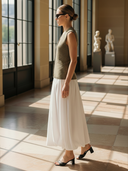 Women's French-style Elegant Knitted Vest And Cotton Bubble Skirt Set ZMZ0448B6K