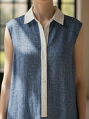 Women's High-end Old-money Style Cotton And Linen Blend Sleeveless Loose-fitting Maxi Dress ZMZ1410B6K