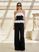 Women's Clean Fit Ruffle Cotton Linen Cami Top & Pants Casual Set ZMZ2803B5P