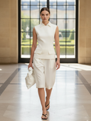 Women's Minimalist Commuter Cotton-blend Vest And Bermuda Shorts Set ZMZ3031A7K