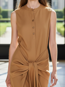 Women's High-end Minimalist Lyocell Blend Sleeveless Maxi Dress ZMZ1442B8K