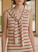 Women's Casual Old-money Style Knitted V-neck Sleeveless Maxi Dress (including Shawl) ZMZ1112B3K