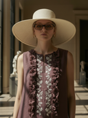 Women's High-end Old-money Style Embroidered Cotton And Linen Blend Sleeveless Maxi Dress ZMZ1472B3K