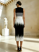 Women's Italian Elegance Cotton Yarn Knitted Gradient Sleeveless Maxi Dress ZMZ2634B8P