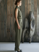 Women's Premium Vintage Herringbone Cotton And Linen Blend Vest And Trousers Set ZMZ0218B8K