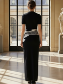 Women's High-end Old-money Style Knitted Slim-fit Short-sleeved Maxi Dress ZMZ2529B3K