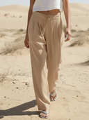 Women's Casual Cotton And Linen Blend Trousers ZMZ1953A3K