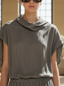 Women's High-end Minimalist Old-money Style Lyocell Blend Sleeveless Midi Dress ZMZ1467B3K