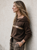 Women's Retro Casual Knitted Patchwork Sequin Striped Pullover Sweater ZMZ0197I8ZJY