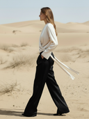 Women's Commuter Style Cupro-blend Pullover Shirt And Pants Set ZMZ2047A6K