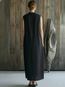 Women's Minimalist Casual Embroidered Pure Cotton Sleeveless Loose Maxi Dress ZMZ0311B2K