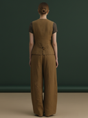 Women's Premium Old Money Style Tencel Linen Blend Vest And Trousers Set (including T-shirt) ZMZ2957A5K