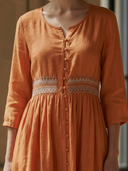 Women's Elegant Cotton-linen Blend With Embroidered Waist Short-sleeved Maxi Dress ZMZ2686B0K