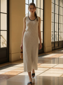 Women's Italian-style Romantic Knitted Sleeveless Midi Dress ZMZ0569B1K
