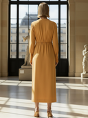 Women's High-end Old-money Style Lyocell Blend Long-sleeved Midi Dress ZMZ1457B8K