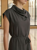 Women's High-end Old-money Style Lyocell Blend Sleeveless Maxi Dress ZMZ2638B1K