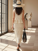 Women's High-End Elegant Resort Knitted Sleeveless Top And Skirt Set ZMZ2423B8K