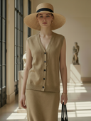 Women's Premium Old Money Style Knitted Vest And Skirt Set ZMZ0660B2K