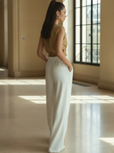 Women's High-end Old-money Style Lyocell Blend Sleeveless Vest And Elastic Waist Pants Set ZMZ1437B5K