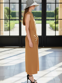 Women's High-end Minimalist Lyocell Blend Sleeveless Maxi Dress ZMZ1442B8K