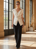 Women's French-style Elegant Tencel Blend T-shirt And Pants Set ZMZ2915A2K