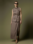 Women's Premium Old Money Style Linen Blend Vest And Skirt Set ZMZ2968A8K