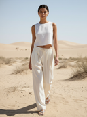 Women's Casual Cotton And Linen Blend Trousers ZMZ1953A3K