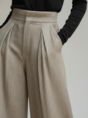 Women's Commuter Style Cotton And Linen Blend Wide-leg Trousers ZMZ1753A1K