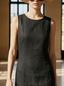 Women's High-end Old-money Style Cotton And Linen Blend Sleeveless Maxi Dress ZMZ2506B6K
