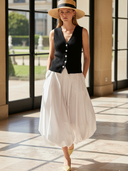 Women's Elegant Old-money Style Knitted Vest And Pure Cotton Bubble Skirt Set ZMZ0612B4K